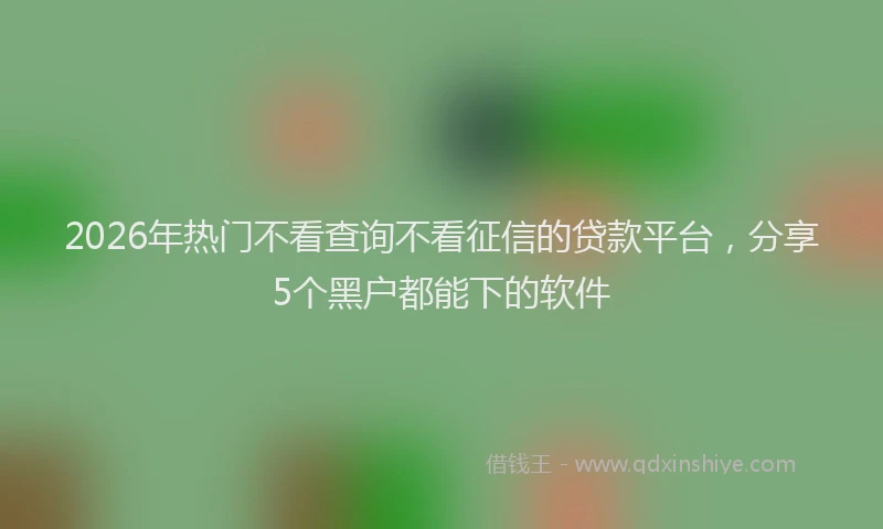 2026年热门不看查询不看征信的贷款平台，分享5个黑户都能下的软件