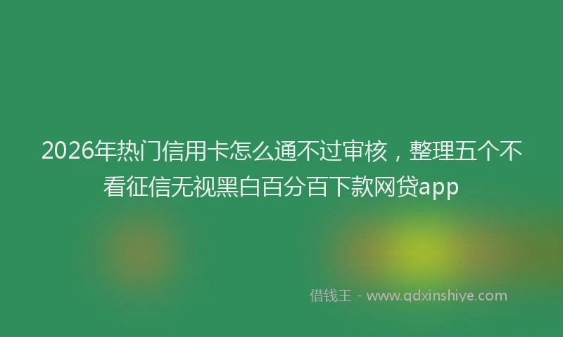 2026年热门信用卡怎么通不过审核，整理五个不看征信无视黑白百分百下款网贷app