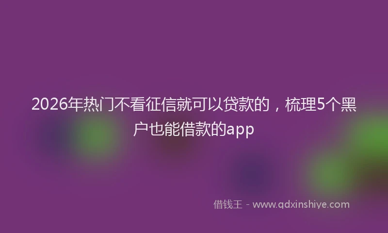 2026年热门不看征信就可以贷款的，梳理5个黑户也能借款的app