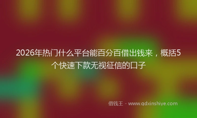 2026年热门什么平台能百分百借出钱来，概括5个快速下款无视征信的口子