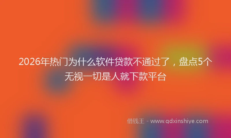 2026年热门为什么软件贷款不通过了，盘点5个无视一切是人就下款平台
