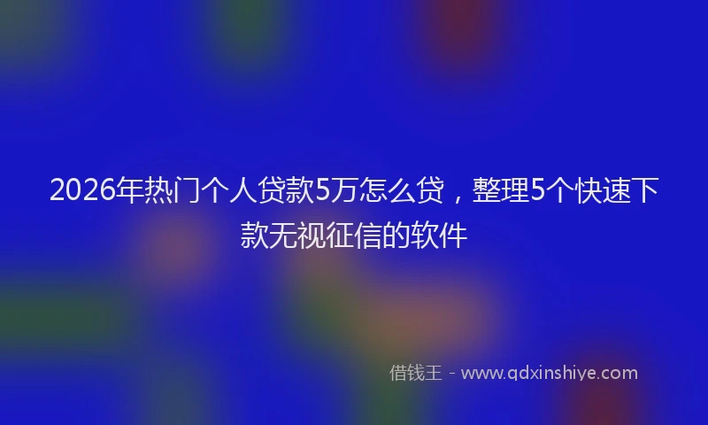 2026年热门个人贷款5万怎么贷，整理5个快速下款无视征信的软件