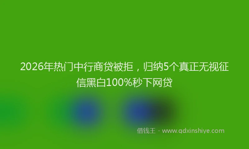 2026年热门中行商贷被拒，归纳5个真正无视征信黑白100%秒下网贷