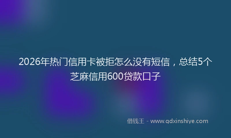 2026年热门信用卡被拒怎么没有短信，总结5个芝麻信用600贷款口子