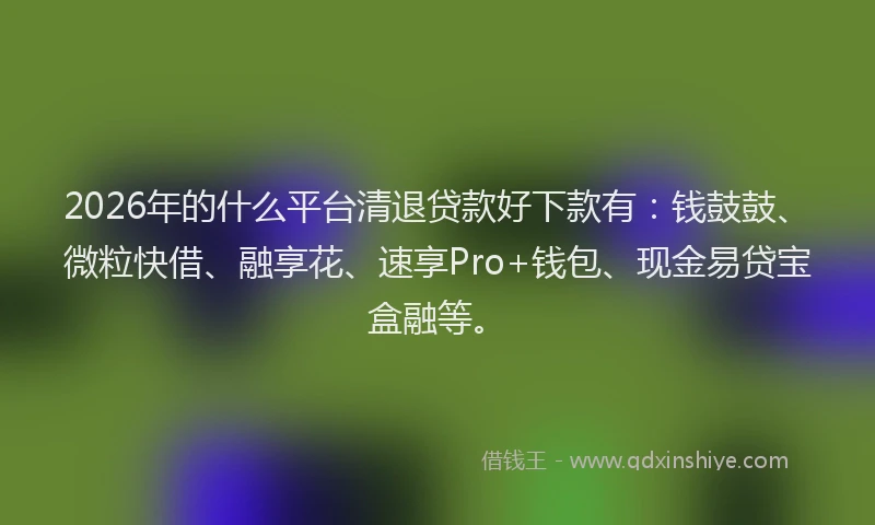 2026年的什么平台清退贷款好下款有：钱鼓鼓、微粒快借、融享花、速享Pro+钱包、现金易贷宝盒融等。
