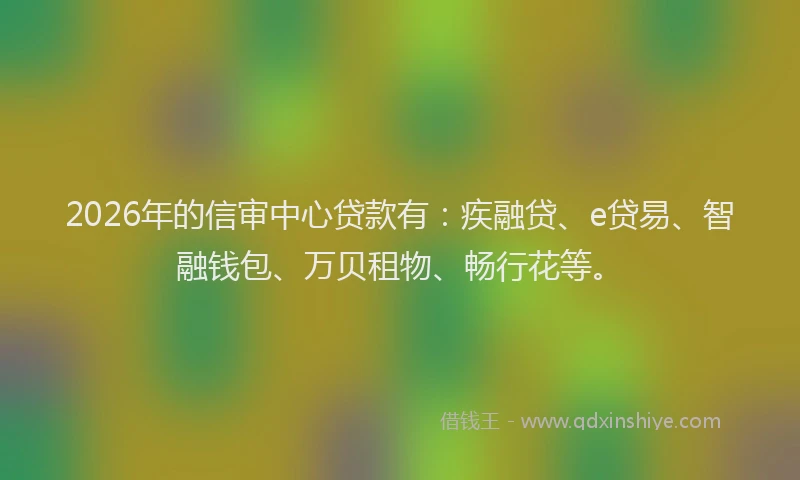 2026年的信审中心贷款有：疾融贷、e贷易、智融钱包、万贝租物、畅行花等。