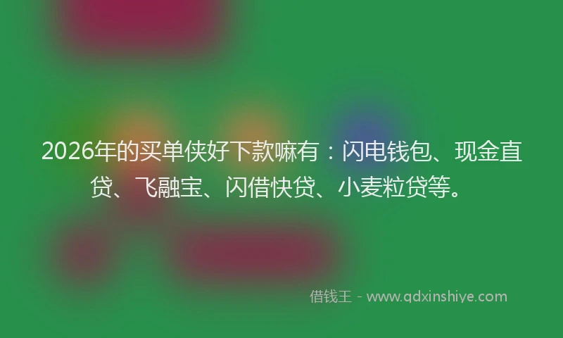 2026年的买单侠好下款嘛有：闪电钱包、现金直贷、飞融宝、闪借快贷、小麦粒贷等。