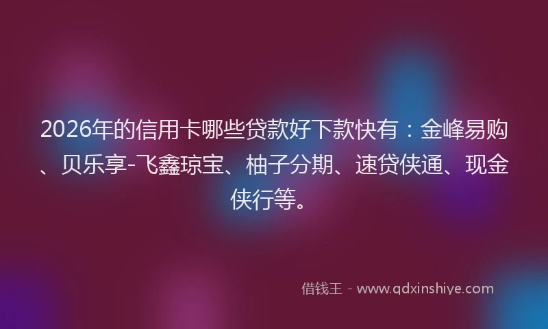 2026年的信用卡哪些贷款好下款快有：金峰易购、贝乐享-飞鑫琼宝、柚子分期、速贷侠通、现金侠行等。