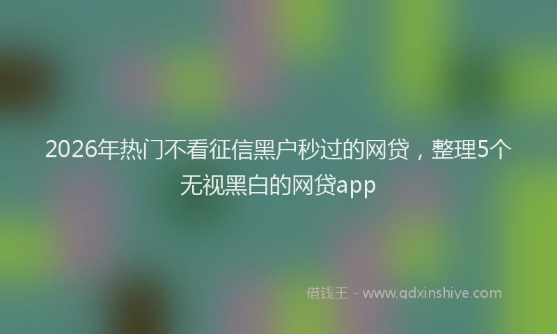 2026年热门不看征信黑户秒过的网贷，整理5个无视黑白的网贷app