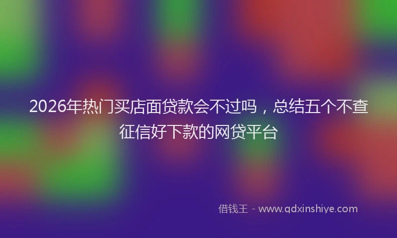 2026年热门买店面贷款会不过吗，总结五个不查征信好下款的网贷平台