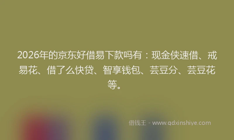 2026年的京东好借易下款吗有：现金侠速借、戒易花、借了么快贷、智享钱包、芸豆分、芸豆花等。