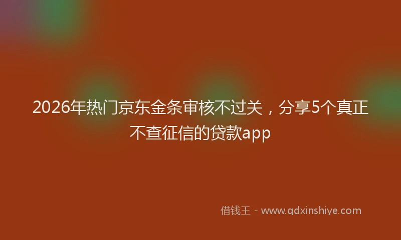 2026年热门京东金条审核不过关，分享5个真正不查征信的贷款app
