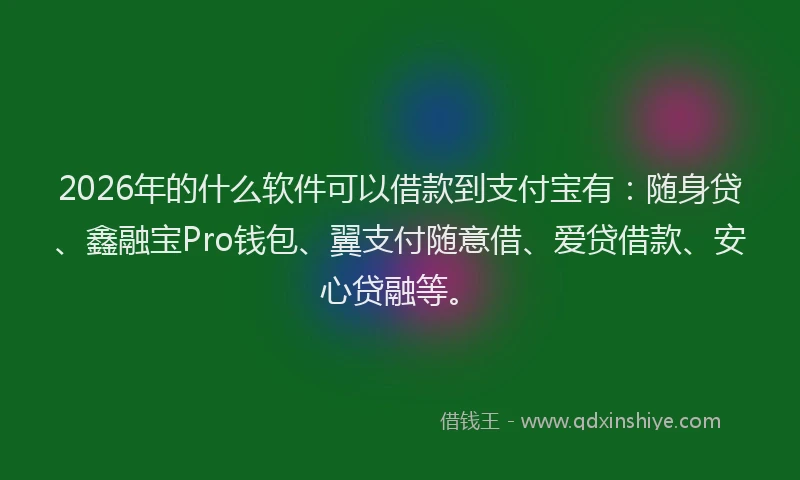 2026年的什么软件可以借款到支付宝有：随身贷、鑫融宝Pro钱包、翼支付随意借、爱贷借款、安心贷融等。
