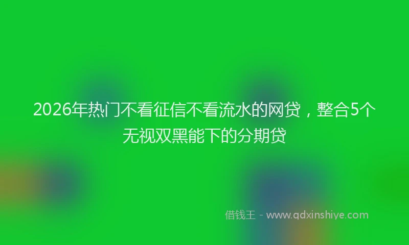 2026年热门不看征信不看流水的网贷，整合5个无视双黑能下的分期贷