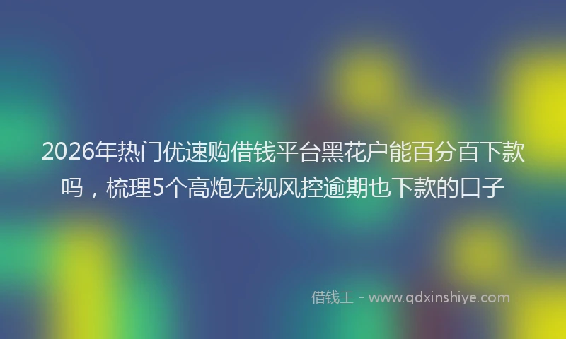 2026年热门优速购借钱平台黑花户能百分百下款吗，梳理5个高炮无视风控逾期也下款的口子