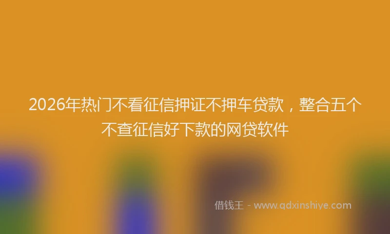 2026年热门不看征信押证不押车贷款，整合五个不查征信好下款的网贷软件