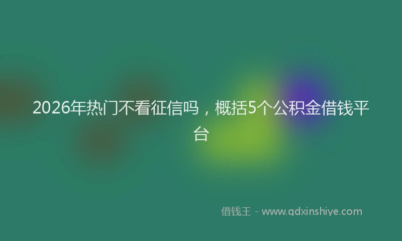 2026年热门不看征信吗，概括5个公积金借钱平台