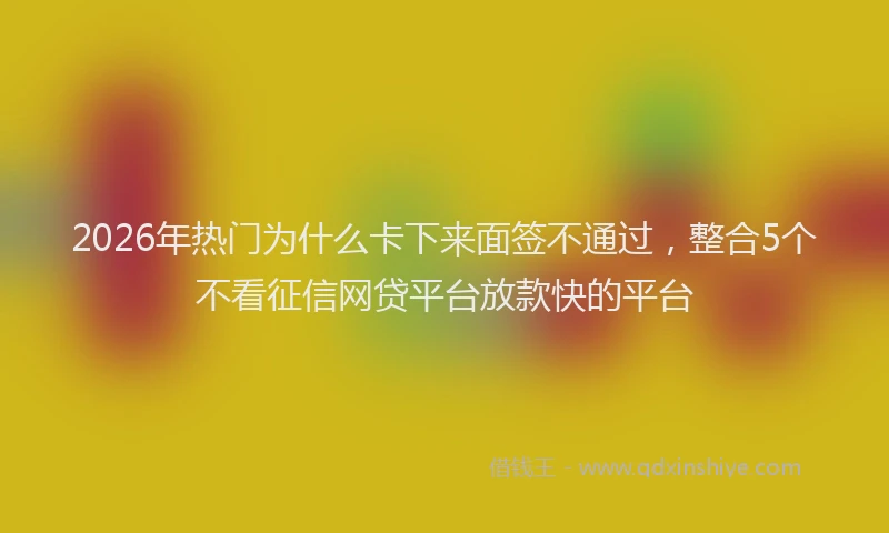 2026年热门为什么卡下来面签不通过，整合5个不看征信网贷平台放款快的平台