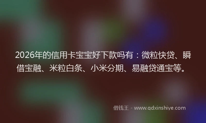 2026年的信用卡宝宝好下款吗有：微粒快贷、瞬借宝融、米粒白条、小米分期、易融贷通宝等。