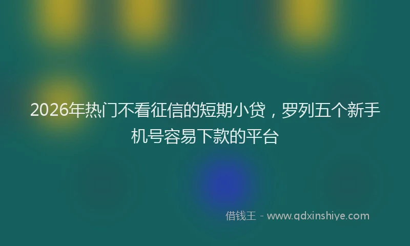 2026年热门不看征信的短期小贷，罗列五个新手机号容易下款的平台