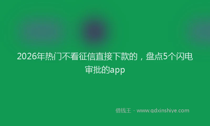 2026年热门不看征信直接下款的，盘点5个闪电审批的app