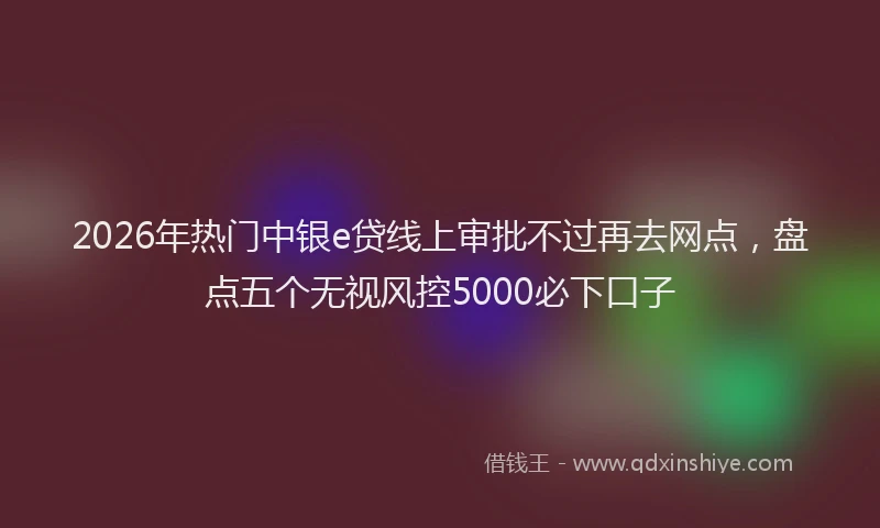 2026年热门中银e贷线上审批不过再去网点，盘点五个无视风控5000必下口子