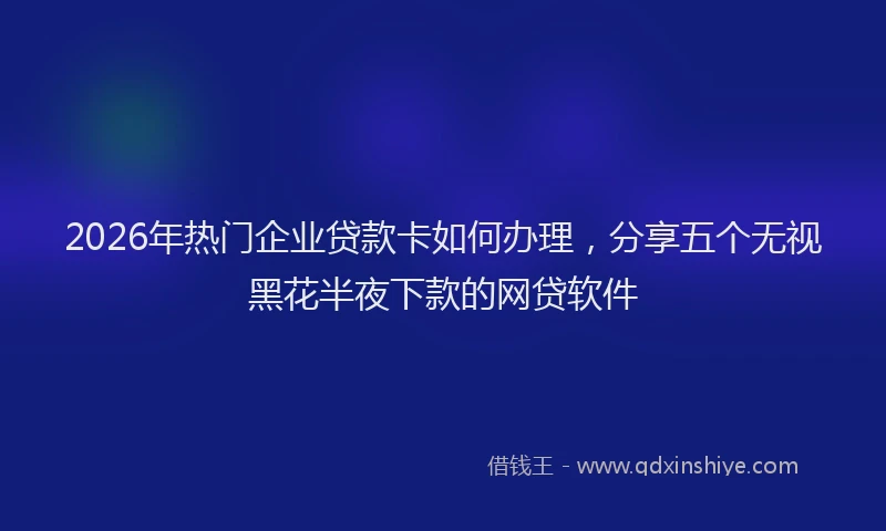2026年热门企业贷款卡如何办理，分享五个无视黑花半夜下款的网贷软件