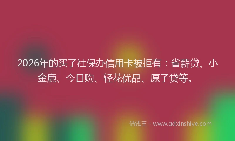 2026年的买了社保办信用卡被拒有：省薪贷、小金鹿、今日购、轻花优品、原子贷等。
