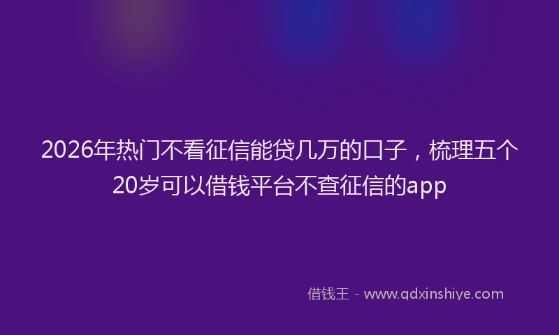 2026年热门不看征信能贷几万的口子，梳理五个20岁可以借钱平台不查征信的app