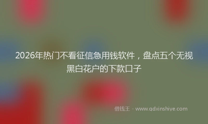 2026年热门不看征信急用钱软件，盘点五个无视黑白花户的下款口子