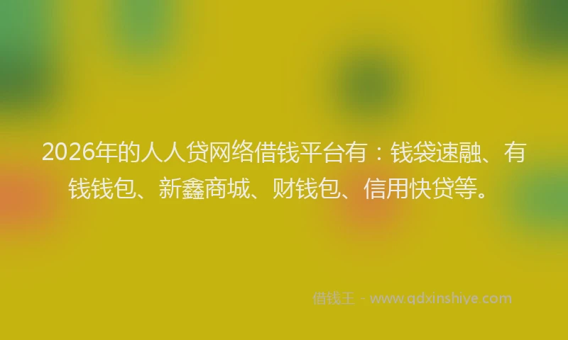 2026年的人人贷网络借钱平台有：钱袋速融、有钱钱包、新鑫商城、财钱包、信用快贷等。