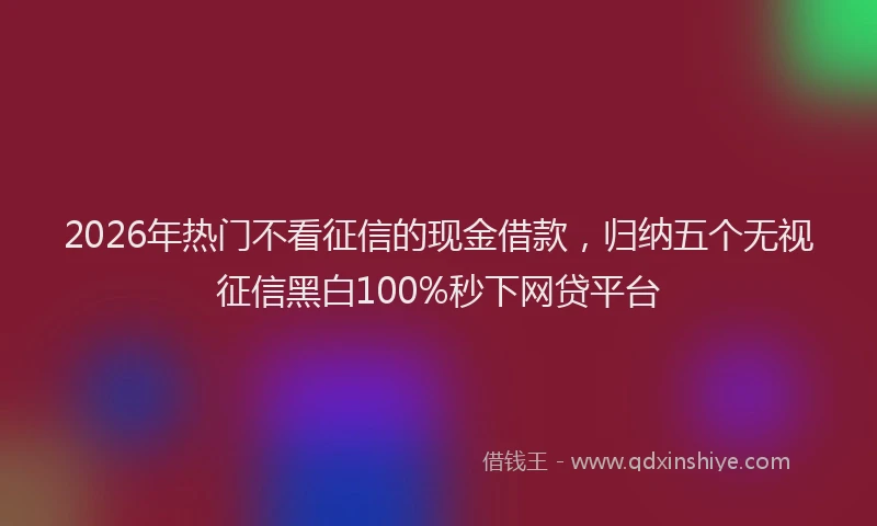2026年热门不看征信的现金借款，归纳五个无视征信黑白100%秒下网贷平台