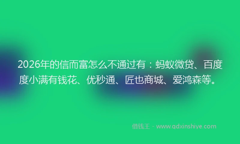2026年的信而富怎么不通过有：蚂蚁微贷、百度度小满有钱花、优秒通、匠也商城、爱鸿森等。
