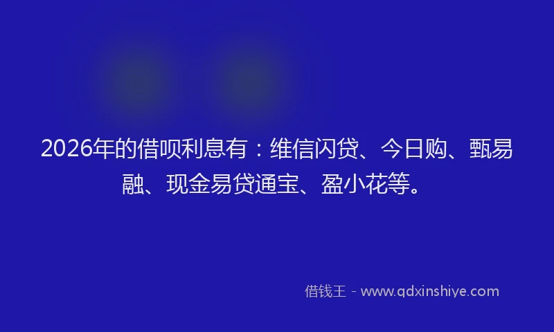 2026年的借呗利息有：维信闪贷、今日购、甄易融、现金易贷通宝、盈小花等。
