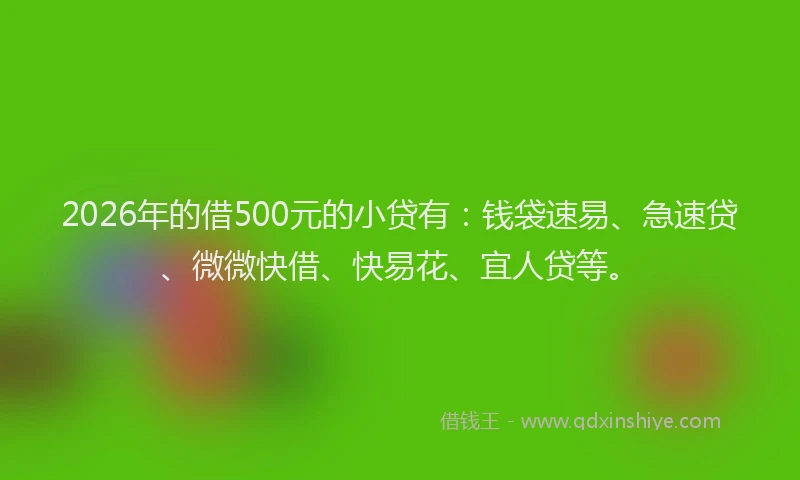2026年的借500元的小贷有：钱袋速易、急速贷、微微快借、快易花、宜人贷等。