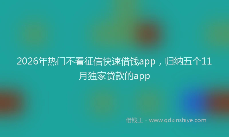 2026年热门不看征信快速借钱app，归纳五个11月独家贷款的app