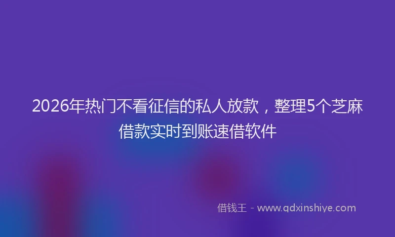 2026年热门不看征信的私人放款，整理5个芝麻借款实时到账速借软件