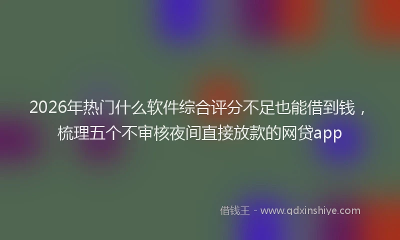 2026年热门什么软件综合评分不足也能借到钱，梳理五个不审核夜间直接放款的网贷app
