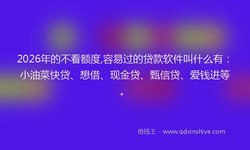 2026年的不看额度,容易过的贷款软件叫什么有：小油菜快贷、想借、现金贷、甄信贷、爱钱进等。