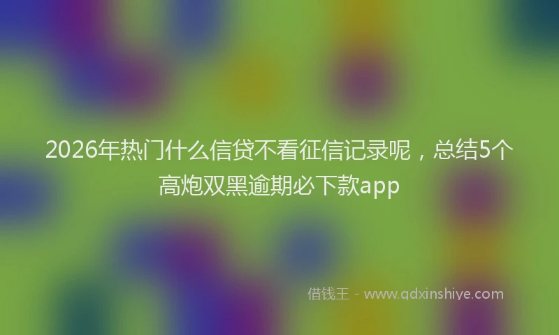 2026年热门什么信贷不看征信记录呢，总结5个高炮双黑逾期必下款app