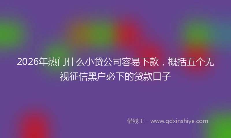2026年热门什么小贷公司容易下款，概括五个无视征信黑户必下的贷款口子