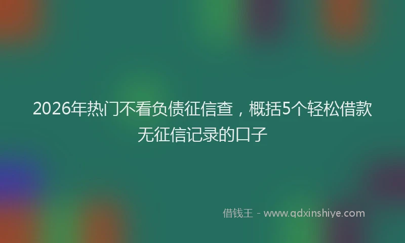 2026年热门不看负债征信查，概括5个轻松借款无征信记录的口子