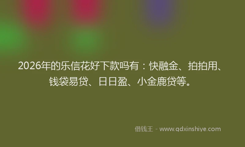 2026年的乐信花好下款吗有：快融金、拍拍用、钱袋易贷、日日盈、小金鹿贷等。