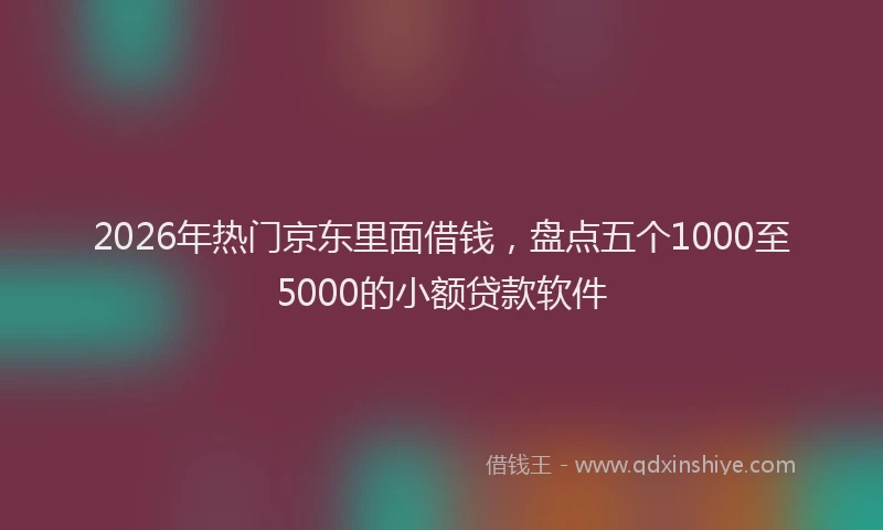 2026年热门京东里面借钱，盘点五个1000至5000的小额贷款软件