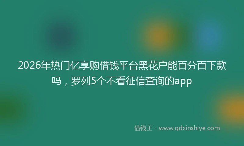 2026年热门亿享购借钱平台黑花户能百分百下款吗，罗列5个不看征信查询的app