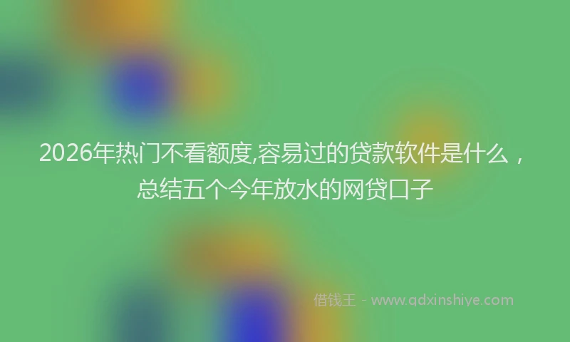 2026年热门不看额度,容易过的贷款软件是什么，总结五个今年放水的网贷口子