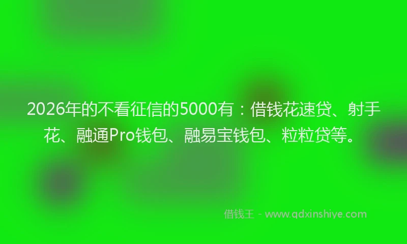 2026年的不看征信的5000有：借钱花速贷、射手花、融通Pro钱包、融易宝钱包、粒粒贷等。