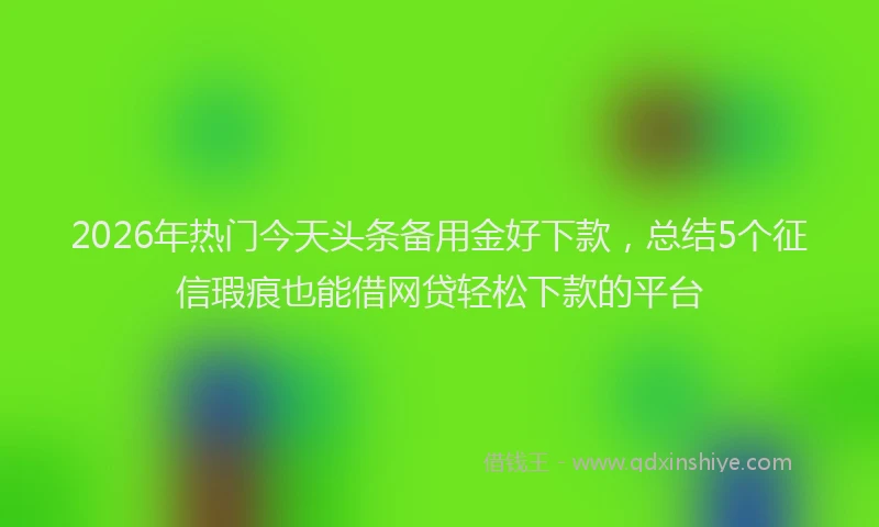 2026年热门今天头条备用金好下款，总结5个征信瑕疵也能借网贷轻松下款的平台