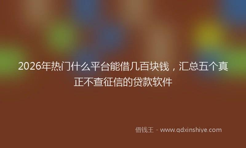 2026年热门什么平台能借几百块钱，汇总五个真正不查征信的贷款软件