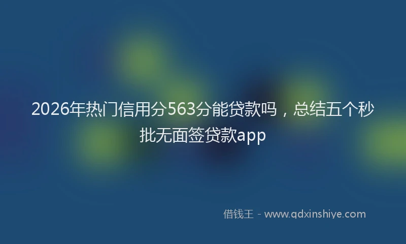 2026年热门信用分563分能贷款吗，总结五个秒批无面签贷款app